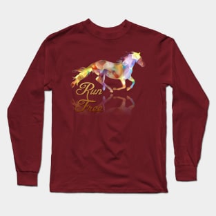 Run Free Colorful Horse Art Long Sleeve T-Shirt